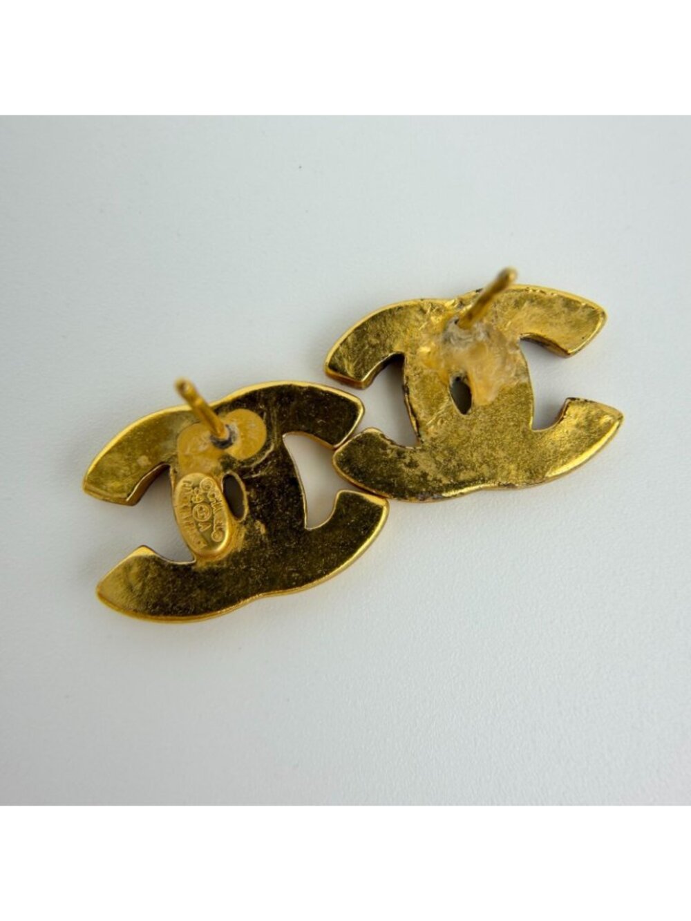 Chanel CC Logo Earrings Gold Vintage - Picture 3 of 5